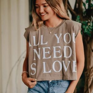 Southern Bliss All You Need Is Love Tan Graphic Tee